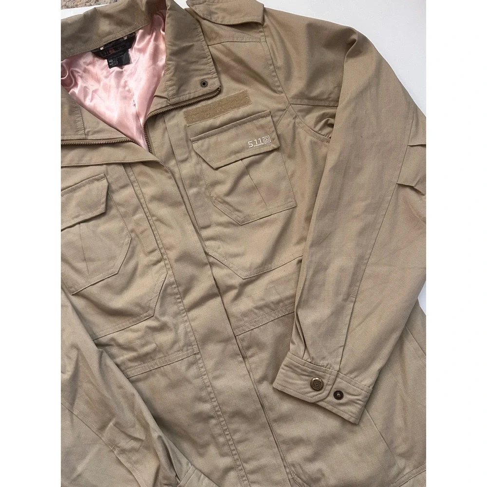 5.11‎ Tactical Womens Khaki Tan Utility Field Jacket Pink Lining Large Ripstop